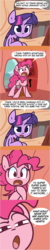 Size: 1288x6401 | Tagged: safe, artist:lilboulder, pinkie pie, twilight sparkle, alicorn, earth pony, pony, g4, book, comic, duo, duo female, female, golden oaks library, mare, quill, twilight sparkle (alicorn)