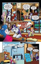 Size: 900x1384 | Tagged: safe, artist:andypriceart, idw, fluttershy, rarity, earth pony, pegasus, pony, unicorn, g4, spoiler:comic, spoiler:comic64, angry, butt, car, clothes, comic, female, male, mare, plot, preview, stallion