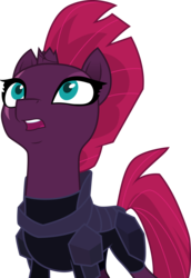 Size: 3000x4353 | Tagged: safe, artist:cloudyglow, tempest shadow, pony, unicorn, my little pony: the movie, armor, broken horn, eye scar, female, looking up, scar, simple background, solo, transparent background, vector
