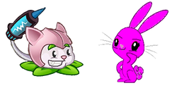 Size: 413x206 | Tagged: safe, artist:drypony198, oc, oc:rosie bunny, rabbit, cattail (plants vs zombies), plants vs zombies 2: it's about time