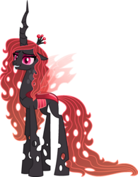 Size: 1355x1741 | Tagged: safe, artist:starryoak, oc, oc only, oc:queen carnation, changeling, changeling queen, fanfic:the irony of applejack, spoiler:fanfic, changeling queen oc, description is relevant, female, freckles, red changeling, simple background, solo, transparent background