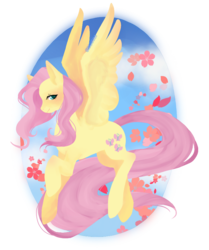 Size: 733x878 | Tagged: safe, artist:shagirma, fluttershy, pegasus, pony, g4, female, flower, looking at you, looking sideways, mare, raised hoof, simple background, smiling, solo, spread wings, transparent background, wings
