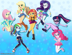 Size: 1340x1022 | Tagged: safe, artist:charliexe, applejack, fluttershy, pinkie pie, rainbow dash, rarity, sci-twi, spike, spike the regular dog, sunset shimmer, twilight sparkle, dog, equestria girls, equestria girls series, g4, applejack's hat, belt, boots, bracelet, clothes, converse, covering, cowboy hat, cute, cutie mark on clothes, dashabetes, denim skirt, diapinkes, dress, embarrassed, feet, female, geode of empathy, geode of sugar bombs, geode of super strength, geode of telekinesis, glasses, hat, heart eyes, high heel boots, high heels, humane five, humane seven, humane six, jackabetes, jewelry, legs, looking at you, midriff, moe, panties, pants, panty shot, pantyhose, pencil skirt, ponytail, raribetes, rarity peplum dress, sandals, schrödinger's pantsu, shimmerbetes, shirt, shoes, shyabetes, skirt, skirt lift, smiling, sneakers, socks, stetson, strategically covered, thighs, twiabetes, underwear, upskirt, upskirt denied, wall of tags, white underwear, wingding eyes