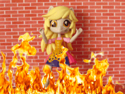 Size: 512x384 | Tagged: safe, artist:whatthehell!?, edit, derpy hooves, equestria girls, g4, animated, clothes, dancing, doll, dress, equestria girls minis, fire, i just don't know what went wrong, irl, photo, stop motion, toy