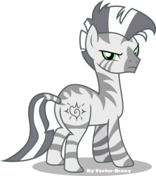 Size: 2795x3152 | Tagged: safe, artist:vector-brony, oc, oc only, oc:xenith, zebra, fallout equestria, angry, fanfic, fanfic art, female, high res, hooves, mare, signature, simple background, solo, transparent background, vector, zebra oc