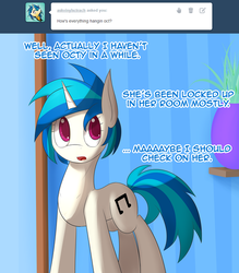 Size: 500x570 | Tagged: safe, artist:erthilo, dj pon-3, vinyl scratch, pony, ask octavia, g4, ask, tumblr