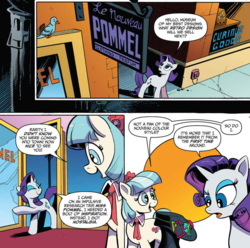 Size: 1034x1027 | Tagged: safe, artist:andypriceart, idw, coco pommel, rarity, earth pony, pony, unicorn, g4, spoiler:comic, spoiler:comic64, jewelry, necklace