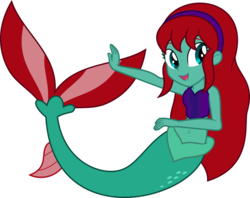 Size: 717x567 | Tagged: safe, artist:mlp-trailgrazer, oc, oc only, oc:harmony dancer, mermaid, equestria girls, g4, belly button, clothes, midriff, simple background, solo, tank top, transparent background