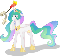 Size: 3823x3549 | Tagged: safe, artist:mylittlegodzilla, princess celestia, alicorn, pony, g4, female, high res, magic, phoenix feather, quill pen, solo, thinking, wing hands, working