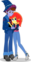 Size: 622x1217 | Tagged: safe, artist:mlp-trailgrazer, oc, oc only, oc:jessica pedley, oc:xaldin wolfgang, equestria girls, g4, clothes, equestria girls-ified, hat, high heels, jacket, pants, shoes, simple background, transparent background, wizard hat