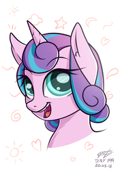 Size: 2500x3500 | Tagged: safe, artist:azerta56, princess flurry heart, alicorn, pony, g4, 365 days challenge, bust, female, filly, heart, high res, looking at you, looking up, open mouth, portrait, simple background, smiling, solo
