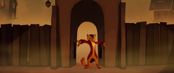 Size: 1920x804 | Tagged: safe, screencap, capper dapperpaws, abyssinian, anthro, digitigrade anthro, g4, my little pony: the movie, chest fluff, eyes closed, i'm the friend you need, klugetown, male, singing, solo, spread arms