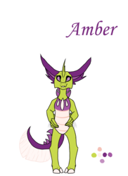 Size: 1700x2338 | Tagged: safe, artist:thebigearredbat, oc, oc only, oc:amber, hybrid, darkverse, interspecies offspring, magical gay spawn, offspring, parent:spike, parent:thorax, parents:thoraxspike, simple background, solo, transparent background