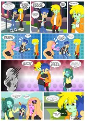 Size: 1600x2263 | Tagged: safe, artist:jucamovi1992, flash sentry, oc, oc:aglaope, oc:radne, oc:speed wave, equestria girls, g4, comic, context is for the weak