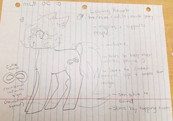 Size: 3861x2696 | Tagged: safe, artist:php115, derpibooru exclusive, oc, oc only, oc:loving heart, earth pony, pony, autism, high res, infinity symbol, lined paper, male, monochrome, neurodivergent, solo, stallion, traditional art