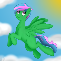 Size: 2000x2000 | Tagged: safe, artist:chelseawest, oc, oc only, pegasus, pony, flying, high res, male, solo, stallion