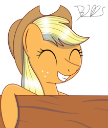 Size: 1265x1500 | Tagged: safe, artist:trackheadtherobopony, applejack, g4, board, cute, eyes closed, female, jackabetes, simple background, smiling, solo, transparent background