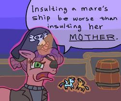 Size: 600x502 | Tagged: artist needed, safe, carrot bun, quibble pants, rainbow dash, g4, carrot bun the shipper, drawthread, eyepatch, female, flying dutchman, implied shipping, male, pirate, reference, shanghaied, ship:quibbledash, shipper on deck, shipping, solo, spongebob squarepants, straight