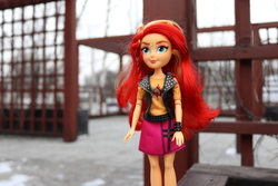 Size: 6000x4000 | Tagged: safe, artist:artofmagicpoland, sunset shimmer, equestria girls, g4, crossover, doll, equestria girls minis, eqventures of the minis, female, grand theft auto, irl, loading screen, photo, solo, toy