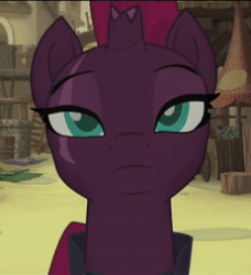 Size: 231x253 | Tagged: safe, screencap, tempest shadow, pony, g4, my little pony: the movie, animated, broken horn, eye scar, female, horn, scar, solo