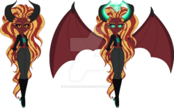 Size: 800x498 | Tagged: safe, artist:upgraderath, sunset shimmer, demon, equestria girls, g4, base used, boots, high heel boots, redesign, shoes, simple background, sunset satan, transparent background, watermark, wings