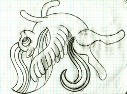 Size: 2262x1661 | Tagged: safe, artist:mfg637, fluttershy, g4, falling, female, graph paper, sketch, solo, traditional art