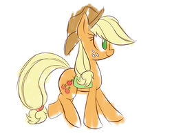 Size: 900x700 | Tagged: safe, artist:heir-of-rick, applejack, earth pony, pony, g4, female, mare, saddle bag, simple background, smiling, solo, white background