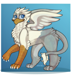 Size: 915x1000 | Tagged: safe, artist:icey, oc, oc only, oc:der, griffon, male, quadrupedal, simple background, solo