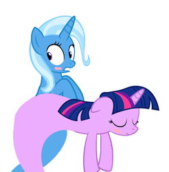 Size: 529x538 | Tagged: safe, artist:navitaserussirus, edit, trixie, twilight sparkle, genie, asktwixiegenies, g4, cropped, female, lesbian, ship:twixie, shipping