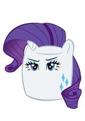 Size: 595x842 | Tagged: safe, artist:koopatroopa312, rarity, g4, food, i have no mouth and i must scream, inanimate tf, it's better this way, literal, marshmallow, rarity is a marshmallow, simple background, solo, transformation