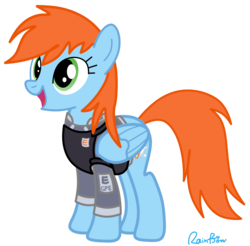 Size: 6000x5900 | Tagged: safe, artist:jupiter-rainbow, artist:rain bow, oc, oc only, oc:morning star (fallout equestria: star dust), pegasus, pony, fallout equestria, fallout equestria: star dust, absurd resolution, bulletproof vest, clothes, enclave, fallout, female, grand pegasus enclave, mare, researcher, simple background, solo, transparent background, uniform, vector
