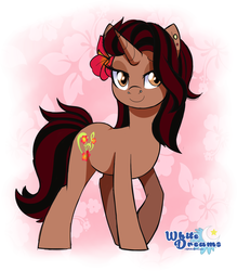 Size: 2372x2708 | Tagged: safe, artist:xwhitedreamsx, oc, oc only, oc:bramble angel mele, pony, unicorn, ear piercing, female, flower, flower in hair, high res, looking at you, mare, nose piercing, piercing, solo