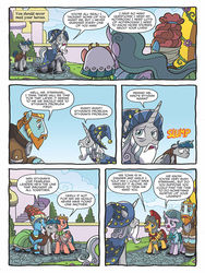 Size: 768x1024 | Tagged: safe, artist:tonyfleecs, idw, official comic, flash magnus, meadowbrook, mistmane, rockhoof, somnambula, star swirl the bearded, stygian, earth pony, pegasus, pony, unicorn, g4, legends of magic, spoiler:comic, spoiler:comiclom12, beehive hairdo, canterlot, canterlot gardens, curved horn, cute, egyptian, egyptian headdress, egyptian pony, female, flower, horn, male, mare, meadowcute, pillars of equestria, preview, smiling, somnambetes, stallion
