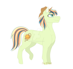 Size: 1600x1513 | Tagged: safe, artist:detoxx-retoxx, oc, oc only, oc:texas sunrise, earth pony, pony, cowboy hat, hat, male, offspring, parent:applejack, parent:soarin', parents:soarinjack, simple background, solo, stallion, stetson, transparent background, watermark