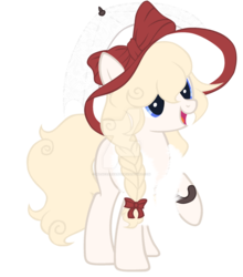 Size: 1024x1165 | Tagged: safe, artist:magicdarkart, oc, oc only, earth pony, pony, bow, female, hat, mare, simple background, solo, transparent background, umbrella, watermark