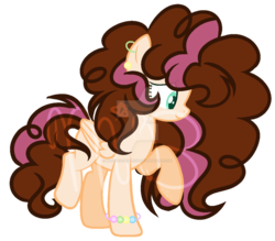 Size: 1024x899 | Tagged: safe, artist:macaroonburst, oc, oc only, pegasus, pony, female, mare, offspring, parent:cheese sandwich, parent:pinkie pie, parents:cheesepie, simple background, solo, transparent background, watermark