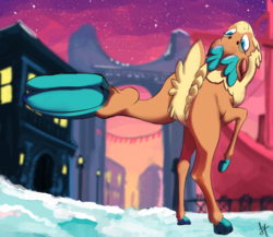 Size: 2300x2000 | Tagged: safe, artist:gab0o0, velvet (tfh), deer, reindeer, them's fightin' herds, community related, female, high res, looking back, solo, underhoof