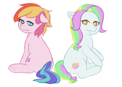 Size: 1005x720 | Tagged: safe, artist:guiltyp, coconut cream, toola roola, pony, g4, simple background, sitting, transparent background