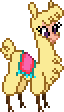 Size: 64x112 | Tagged: safe, artist:botchan-mlp, paprika (tfh), alpaca, them's fightin' herds, animated, chest fluff, community related, female, pixel art, simple background, smiling, solo, sprite, transparent background