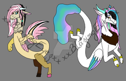 Size: 1024x663 | Tagged: safe, artist:xxblazingeyezxx, oc, hybrid, interspecies offspring, offspring, parent:discord, parent:fluttershy, parent:princess celestia, parents:discoshy, parents:dislestia