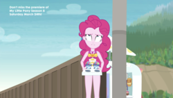 Size: 2208x1242 | Tagged: safe, screencap, pinkie pie, equestria girls, g4, my little pony equestria girls: better together, too hot to handle, clothes, female, geode of sugar bombs, one-piece swimsuit, snow cone, solo, swimsuit