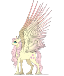 Size: 1100x1300 | Tagged: safe, artist:alissa1010, fluttershy, pegasus, pony, g4, cutie mark, ear fluff, female, large wings, mare, simple background, smiling, solo, spread wings, transparent background, unshorn fetlocks, wings