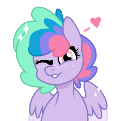 Size: 1024x998 | Tagged: safe, artist:chococakebabe, oc, oc only, oc:star dazzle, pegasus, pony, female, mare, one eye closed, simple background, solo, transparent background, wink