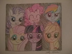 Size: 4160x3120 | Tagged: safe, artist:prinrue, applejack, fluttershy, pinkie pie, rainbow dash, rarity, twilight sparkle, g4, mane six, traditional art