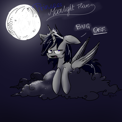 Size: 1000x1000 | Tagged: safe, artist:moonlightfl, oc, oc only, oc:moonlight flare, alicorn, pony, alicorn oc, cloud, moon, night, solo