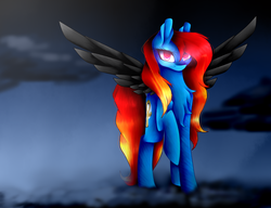 Size: 1024x788 | Tagged: safe, artist:purediamond360, oc, oc only, oc:midfire, pegasus, pony, cloud, colored wings, female, mare, solo