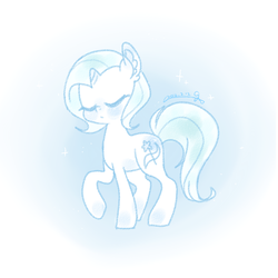 Size: 1000x1000 | Tagged: safe, artist:ask-little-trixie, trixie, pony, unicorn, g4, ear fluff, eyes closed, female, mare, monochrome, raised hoof, signature, solo