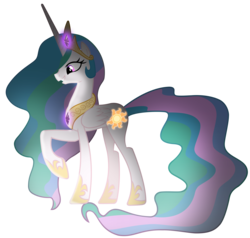 Size: 5000x4750 | Tagged: safe, artist:silentgriffon, princess celestia, alicorn, pony, g4, absurd resolution, female, glowing cutie mark, glowing gems, mare, raised hoof, simple background, smiling, solo, transparent background