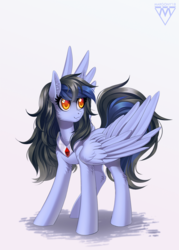Size: 900x1260 | Tagged: safe, artist:margony, oc, oc only, pegasus, pony, commission, female, gradient background, mare, solo