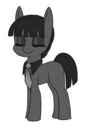 Size: 300x450 | Tagged: safe, artist:kronilix, oc, oc only, oc:critique, earth pony, pony, earth pony oc, eyes closed, female, mare, necktie, simple background, smiling, solo, transparent background